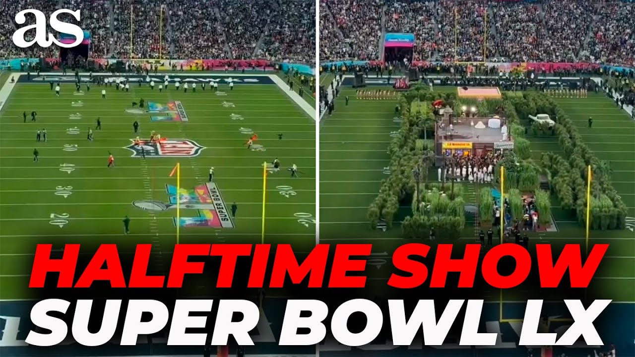 Epic TIME-LAPSE shows LIGHTNING-FAST SETUP of Bad Bunny&rsquo;s Super Bowl Halftime Stage