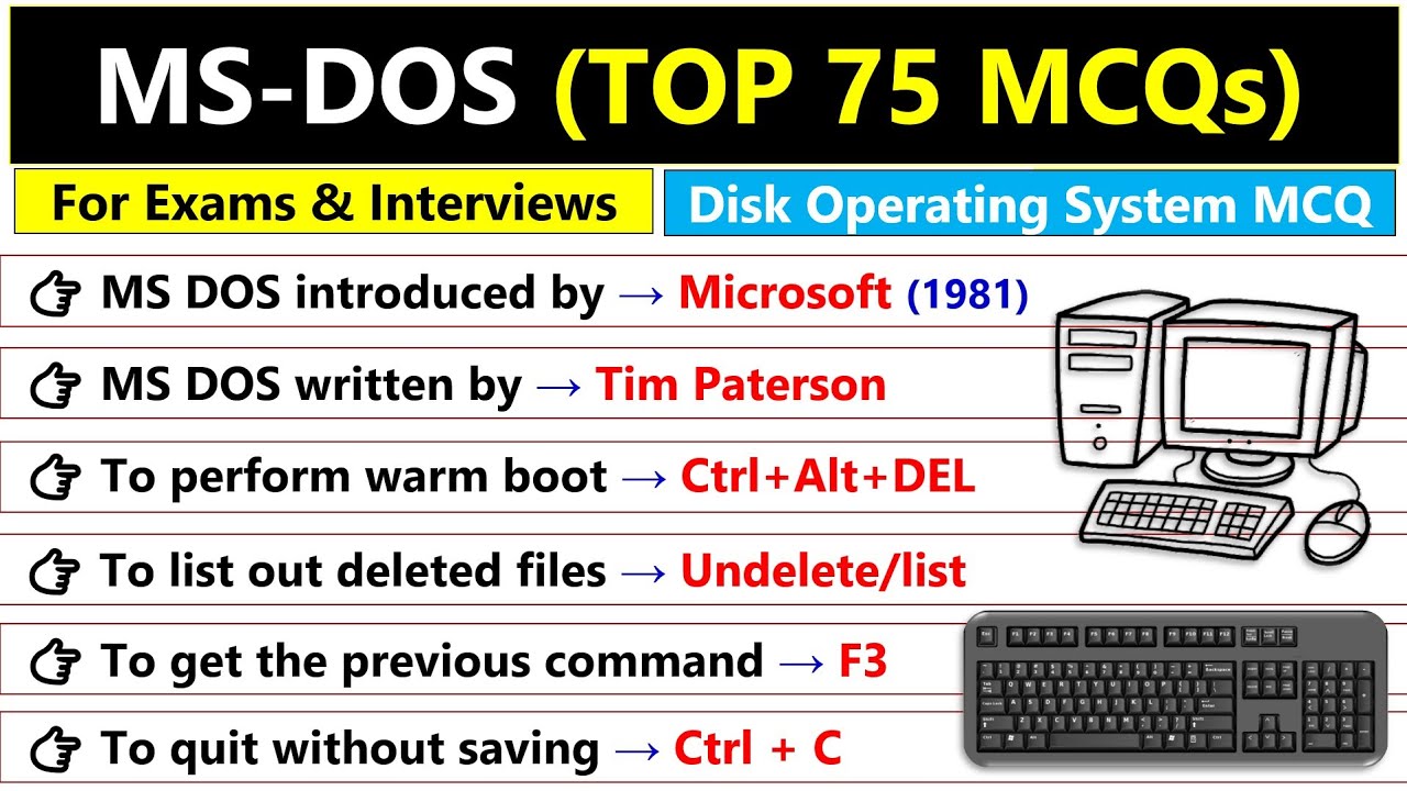 MS DOS MCQ Questions and Answers | Operating System MCQs | MS Dos mcq
