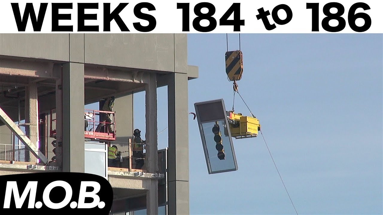 3-week construction time-lapse: Ⓗ Weeks 184-186 (M.O.B. edition): Curtain wall glass installation
