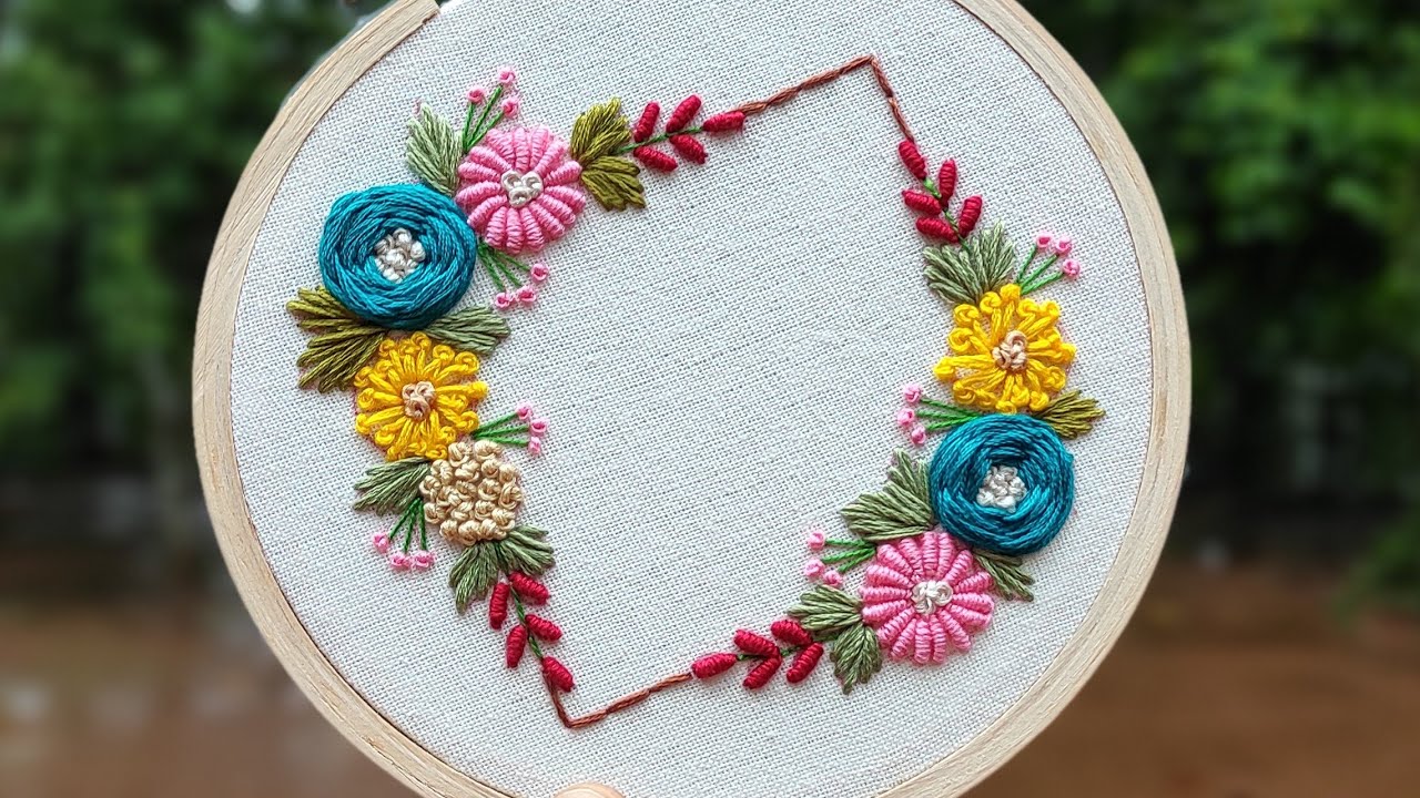 Hand Embroidery : Floral Hoop Art Embroidery Design for Beginners ❤️ Embroidery flowers / Gossamer
