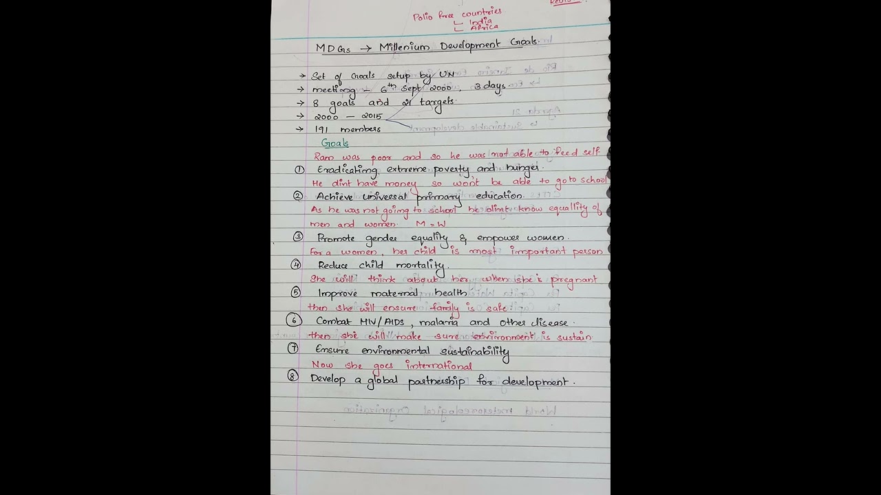 MDGs | Millenium development goals | people and environment | UGC NET paper 1 | handwritten notes