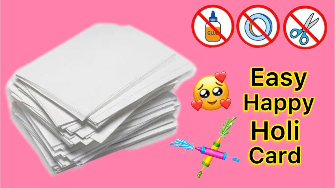 DIY Happy Holi Card Making / How to make easy Holi Greeting Card / Easy handmade Holi card / 