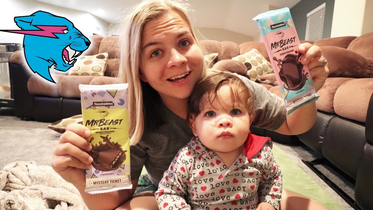 BABY TRIES MR. BEAST CHOCOLATE BARS!