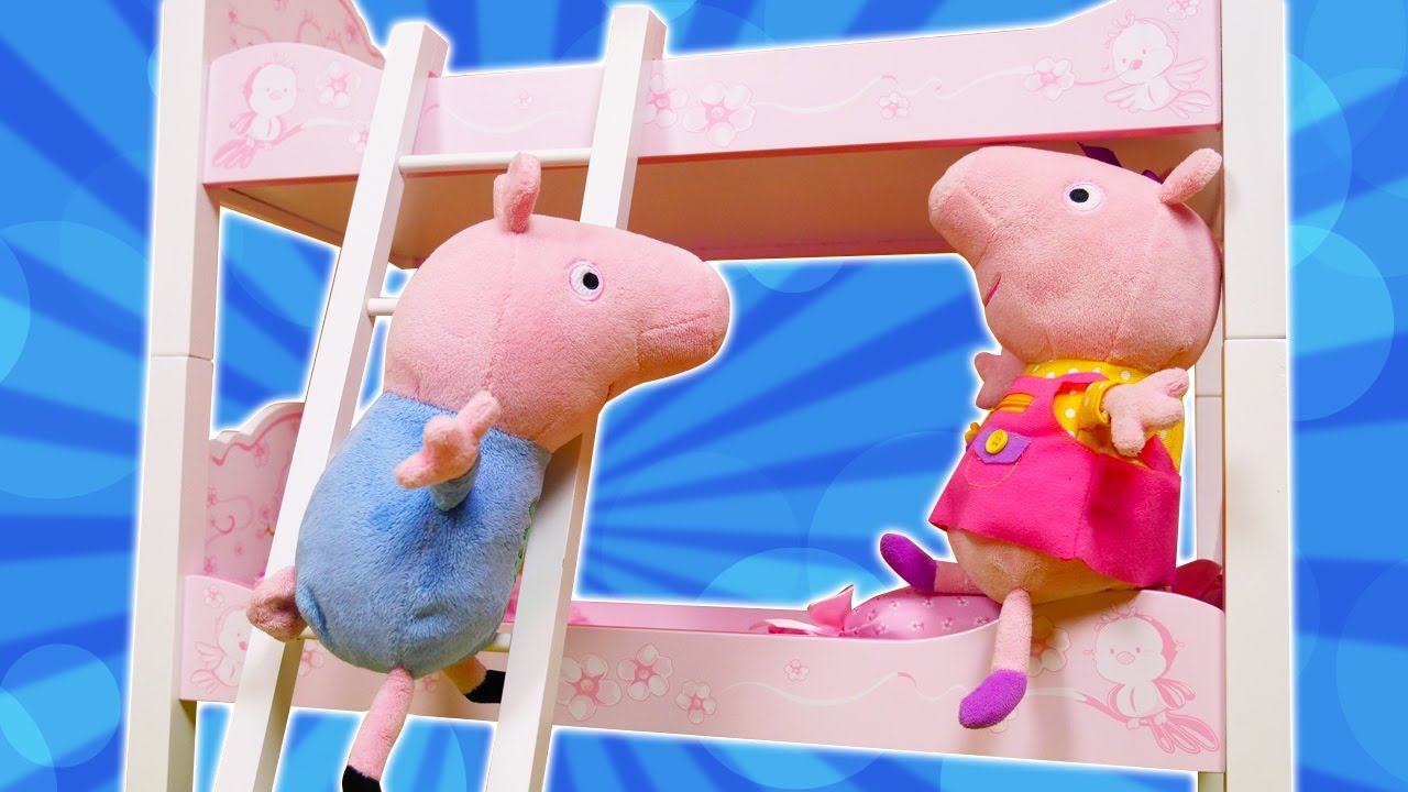 Babası Peppa Pig oyuncak için yeni yatak yaptırıyor! Peppa Pig oyuncak ailesi