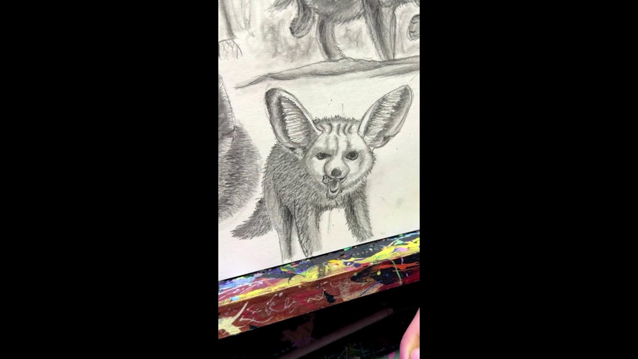 Sketching a Fennec Fox Pt 6 - Practice Drawing Live Stream (Portrait)