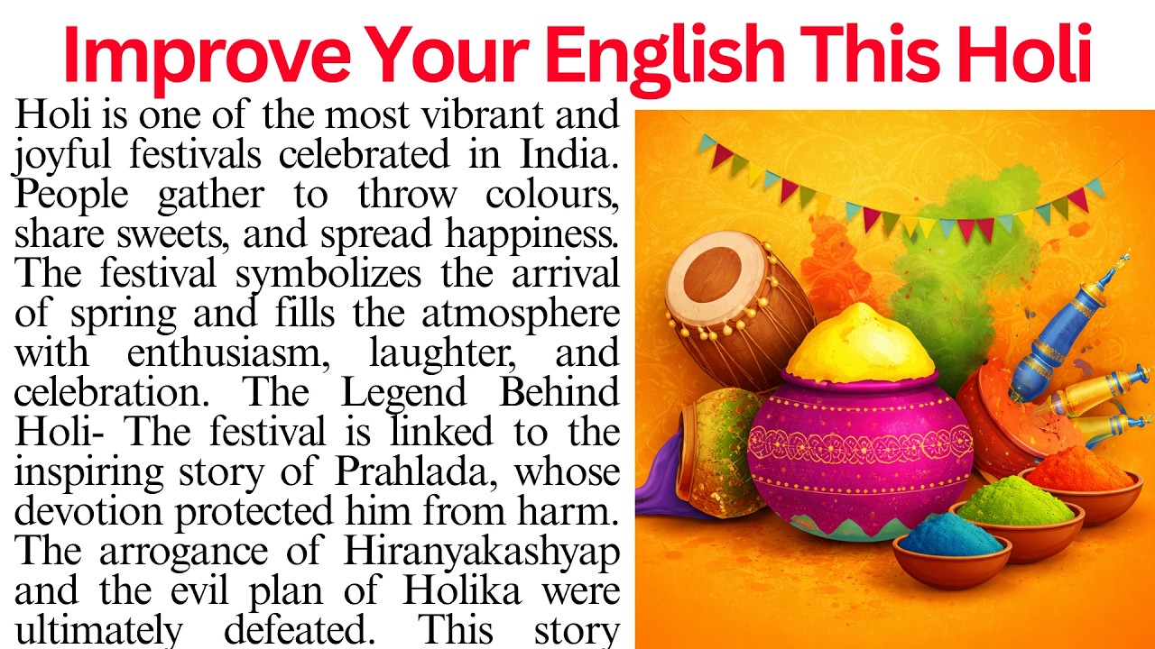 5 Short Holi Readings | Learn Vocabulary Through Holi Festival | Reading Comprehension Passage