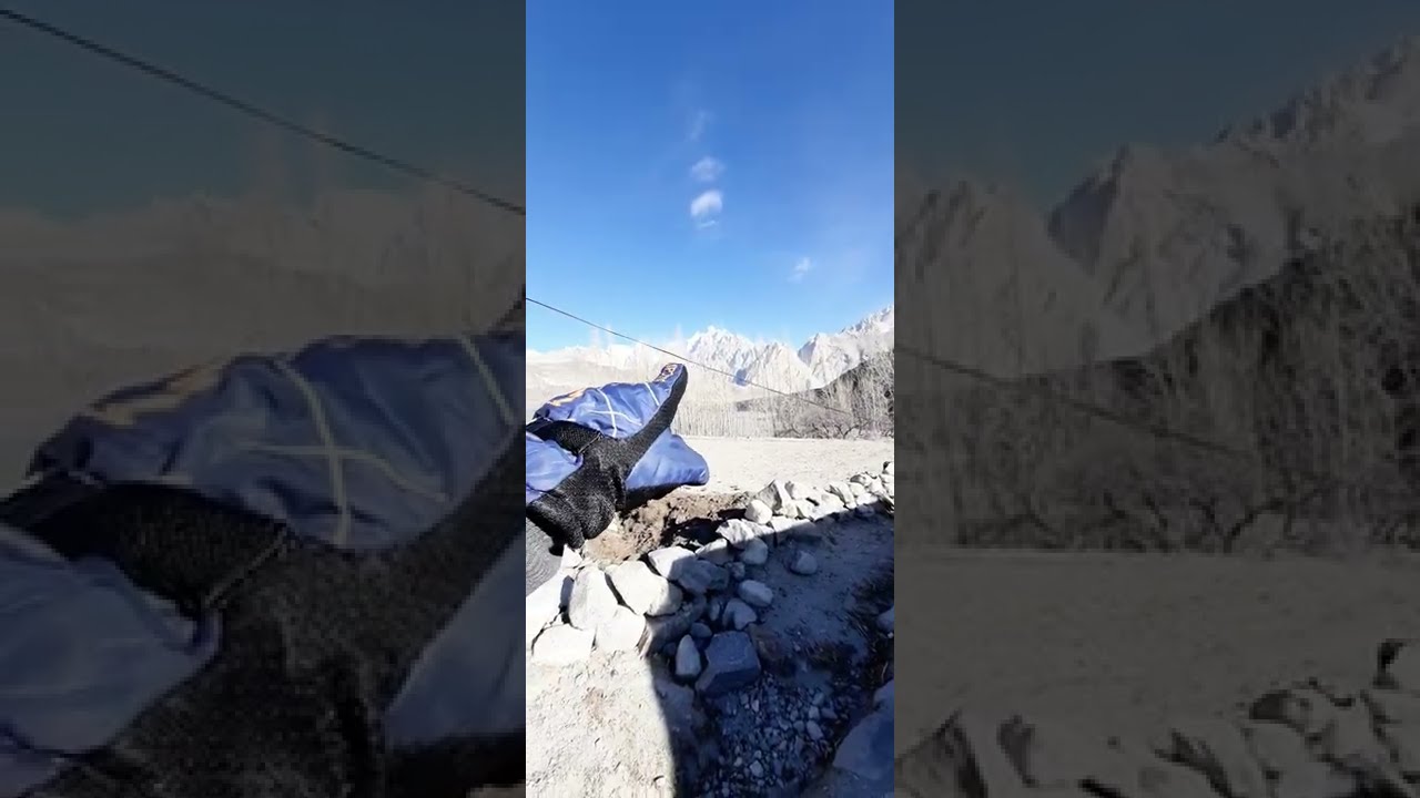 Crossing the deadliest Bridge. 😲😳🫀    #suspensionbridge #hussainibridge #gilgitbaltistan #passucones