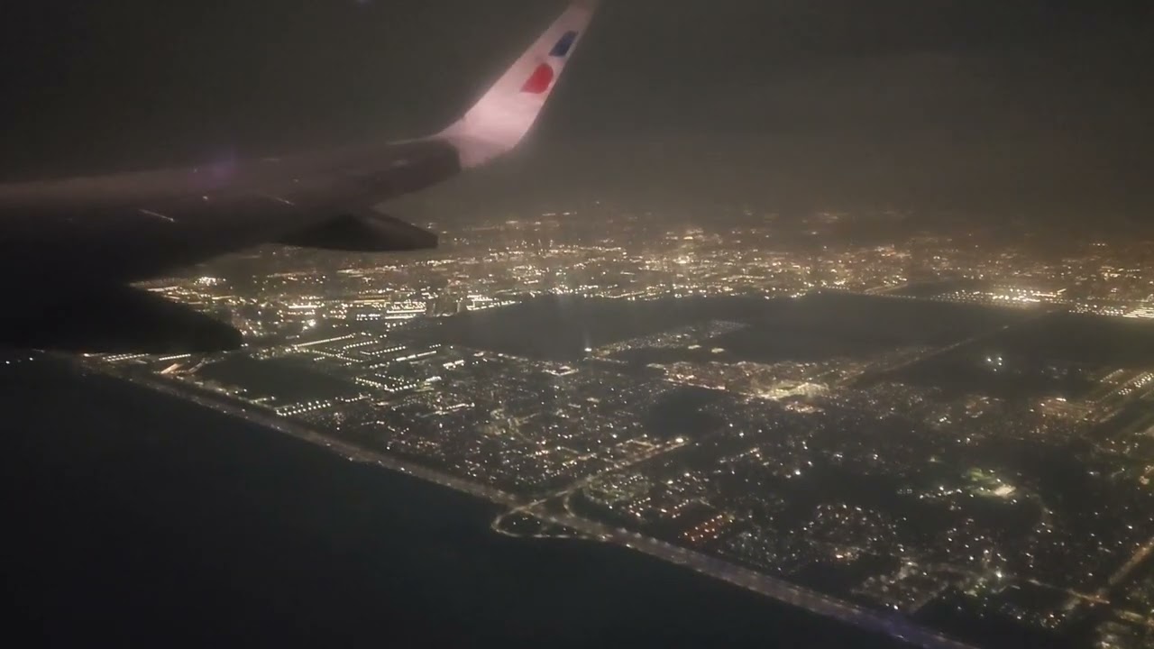 Miami night take off,American Airlines