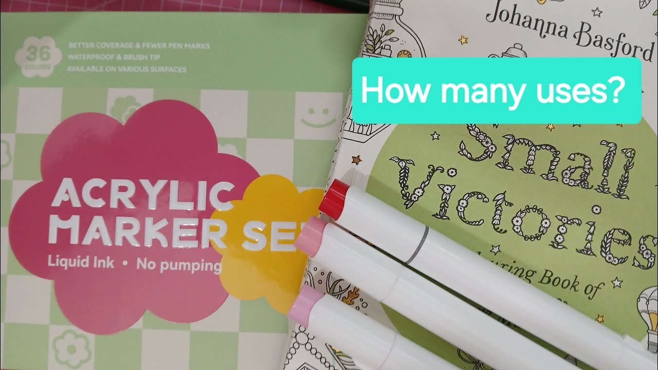 ARRTX ACRYLIC PAINT PENS in a double-sided colouring book Basing for alcohol markers?