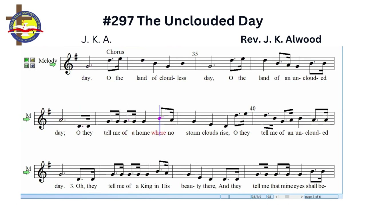 THE UNCLOUDED DAY | BAPTIST HYMN | SHEET MUSIC