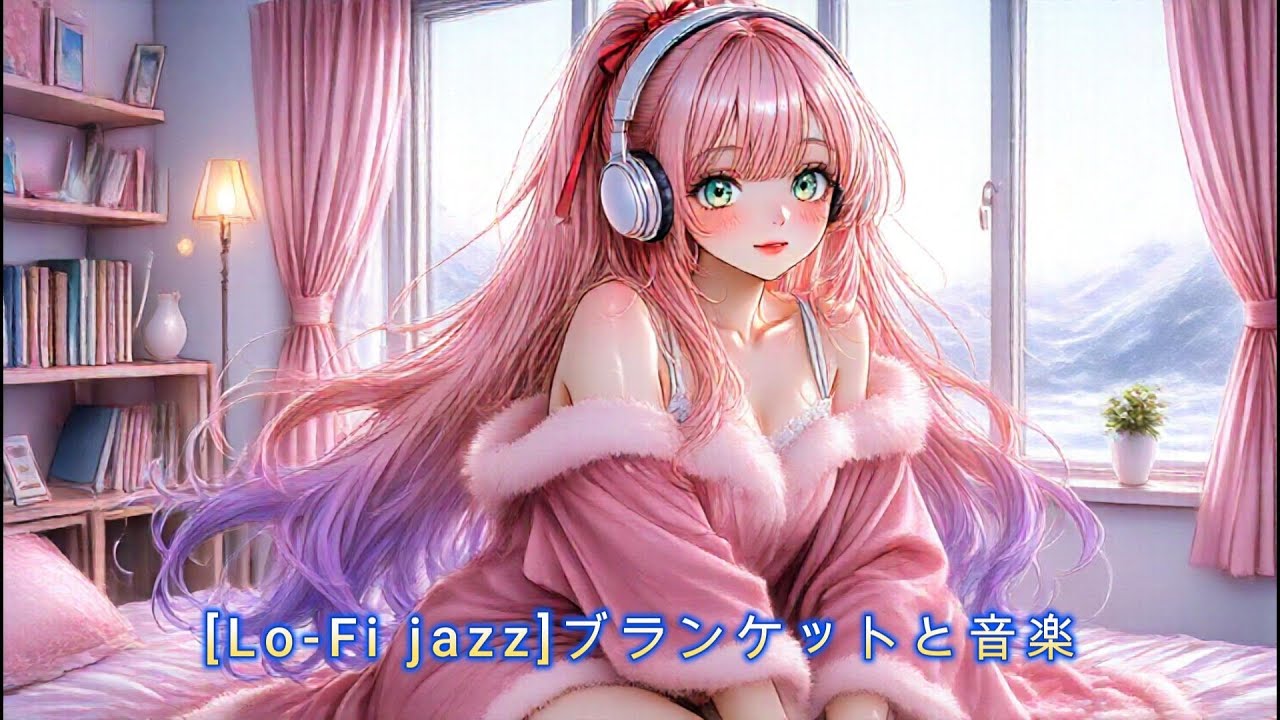 [Lo-Fi jazz][作業用BGM] ブランケットと音楽｜70年代レトロジャズ×高画質美少女×冬の午後をイメージした癒しの1時間ロングver.