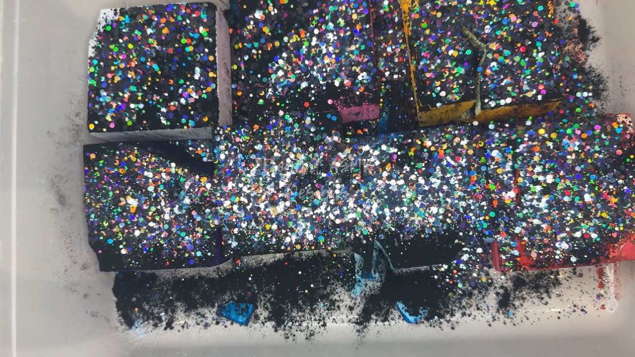 Colorful Blocks Under black Powder | Oddly Satisfying | ASMR | Gym Chalk Crushing