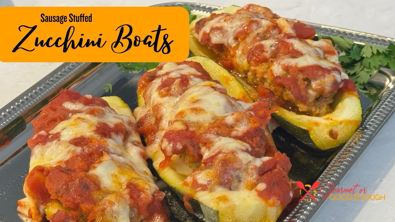 More Zucchini? Make this sausage stuffed zucchini today! 