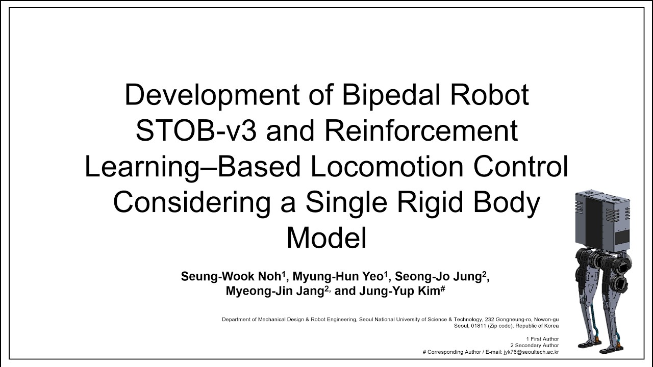 Development of Bipedal Robot STOB-v3 and RL Based Locomotion Control Considering a SRBM