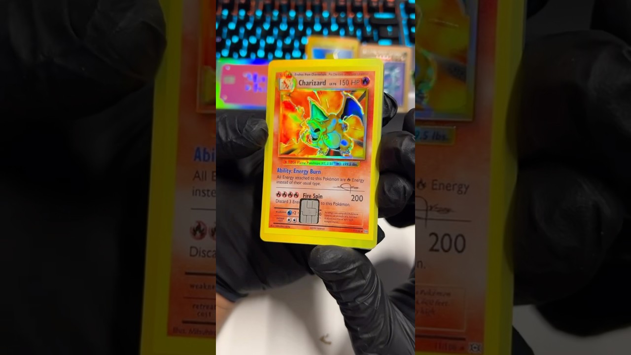 OMG I love this! These embossed holographic card stickers look amazing #holographicsticker #pokemon