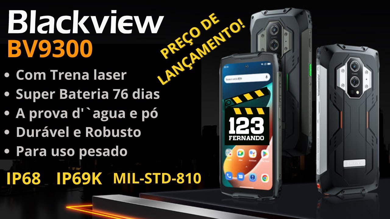 LANÇAMENTO MUNDIAL CELULAR BLACKVIEW BV9300, BRUTO, A PROVA D’ÁGUA, TRENA LASER E SUPER BATERIA 76dd