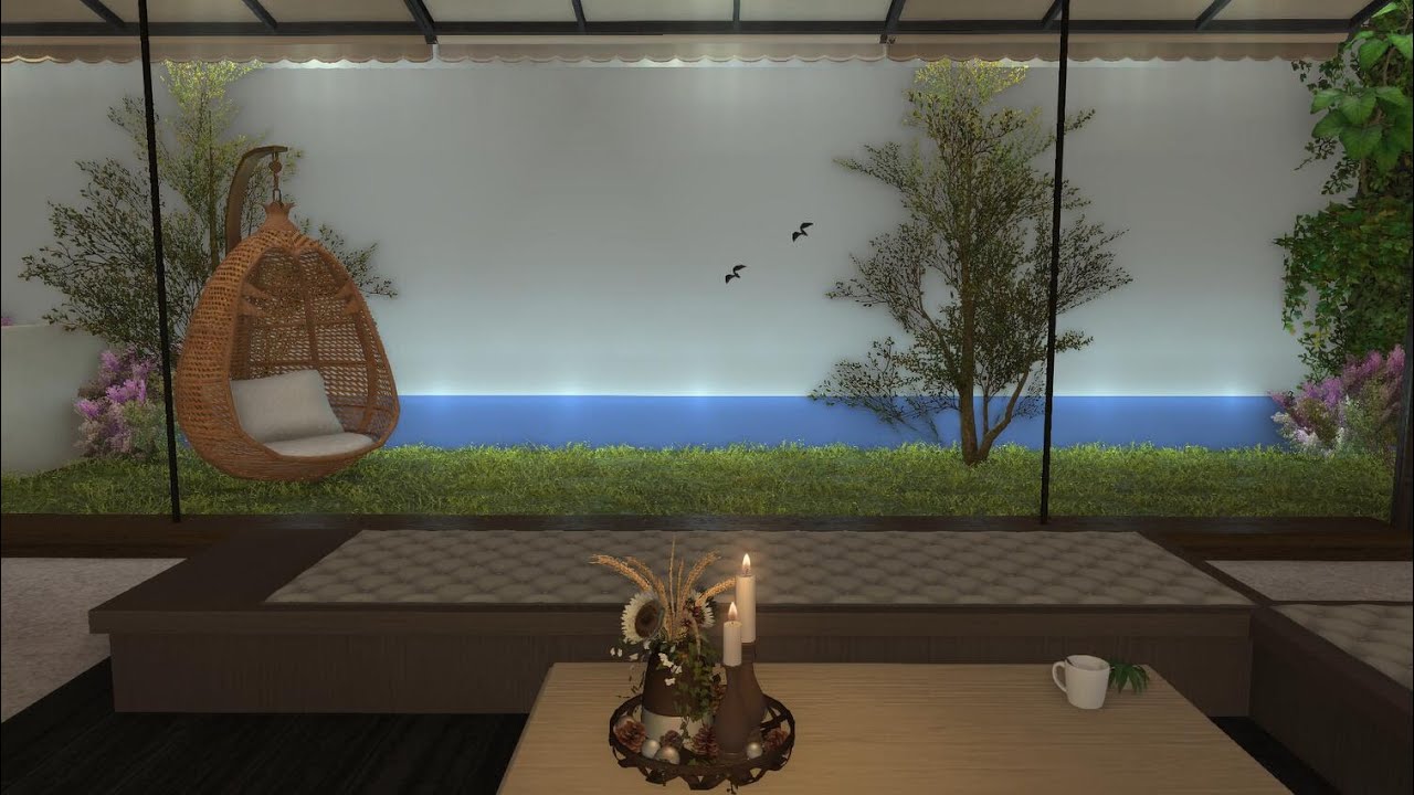 FFXIV/FF14 House/Housing-RE7(Japanese wabi-sabi modern resort home, natural lighting, no filter)