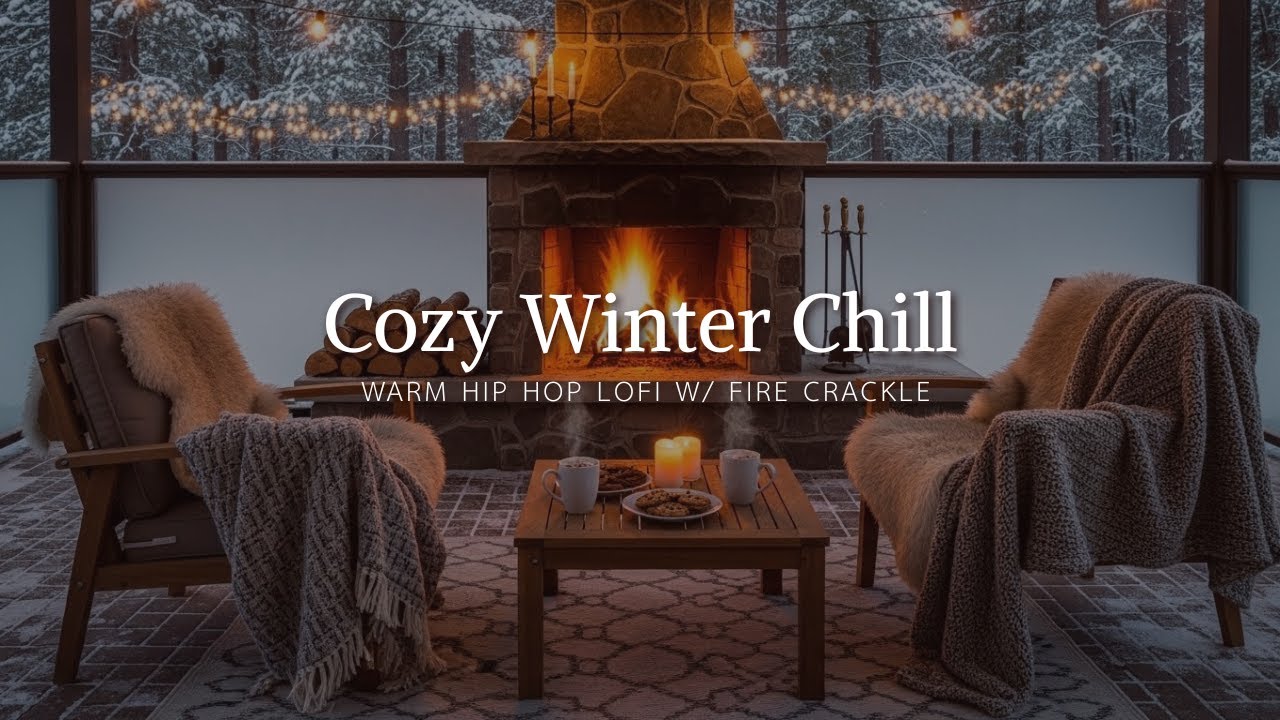 Cozy Winter Chill ☕ Warm LoFi Hip Hop Beats w/ Fireplace Crackle