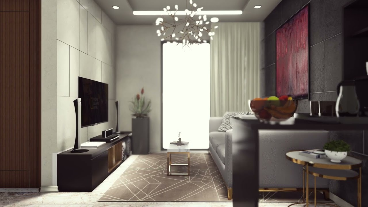 living room walkthrough animation rendering