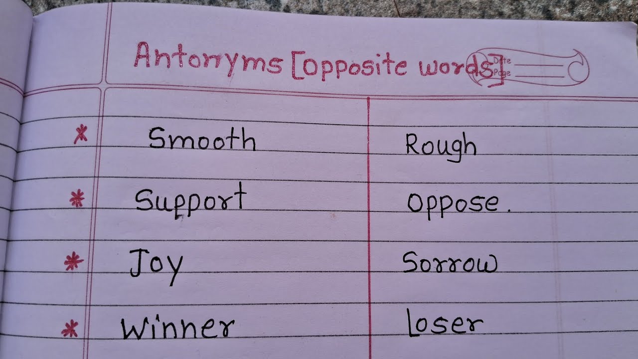 Easy Antonyms [Opposite words]/read and write 