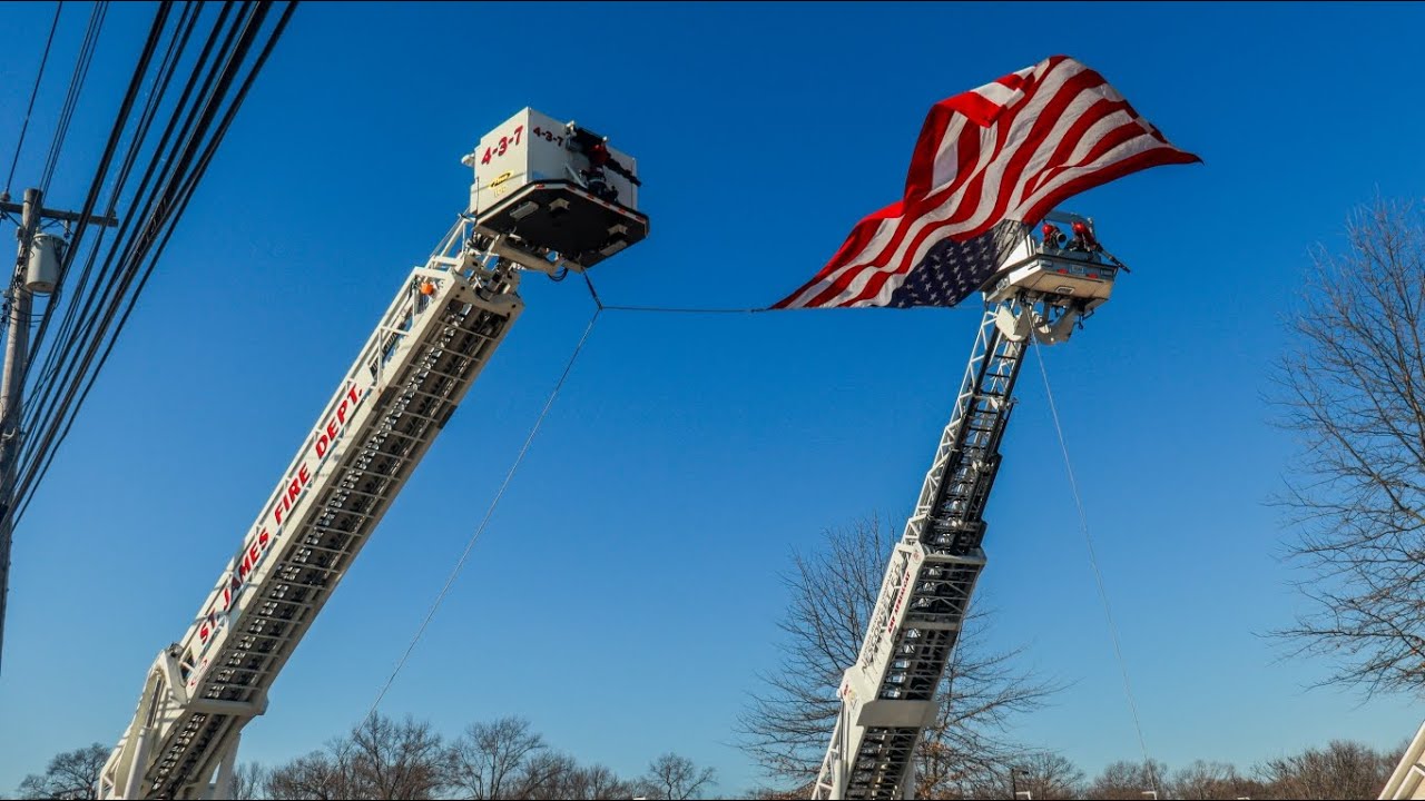 St James & Nesconset Fire Departments Raising The Flag For NCPD Officer Espinosa • 02/04/2025