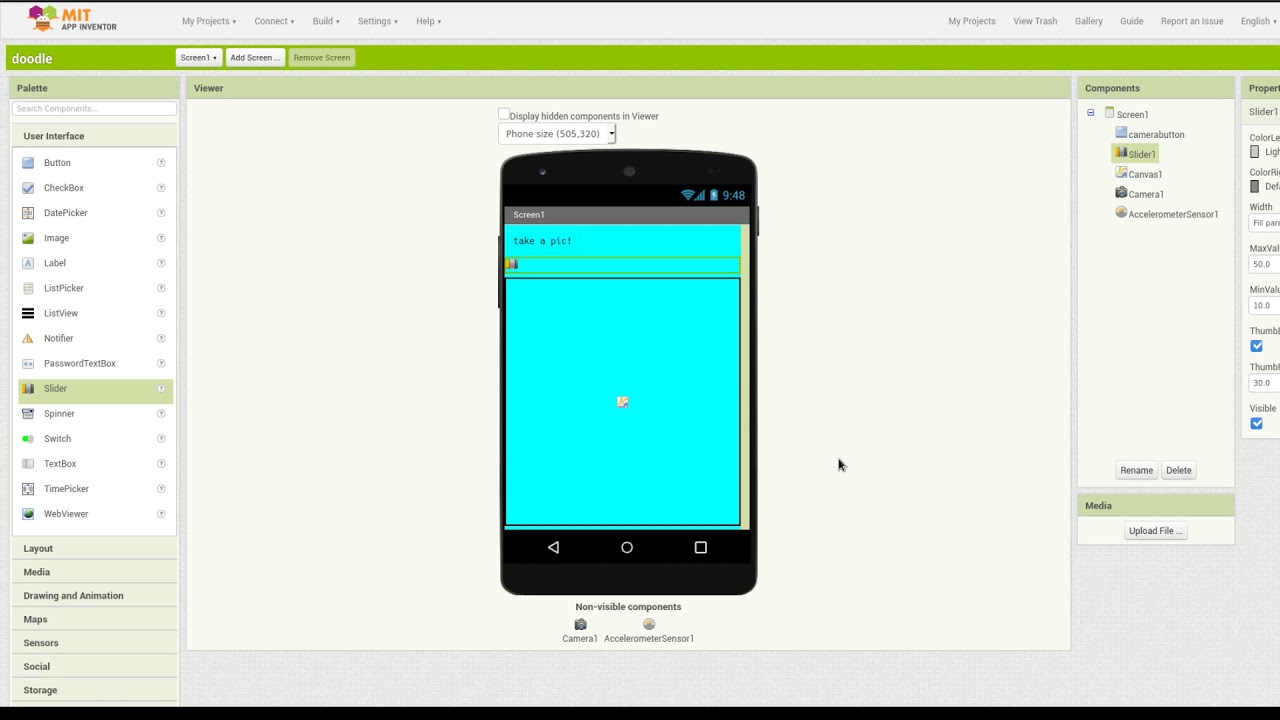 Doodle app in MIT app inventor (old)