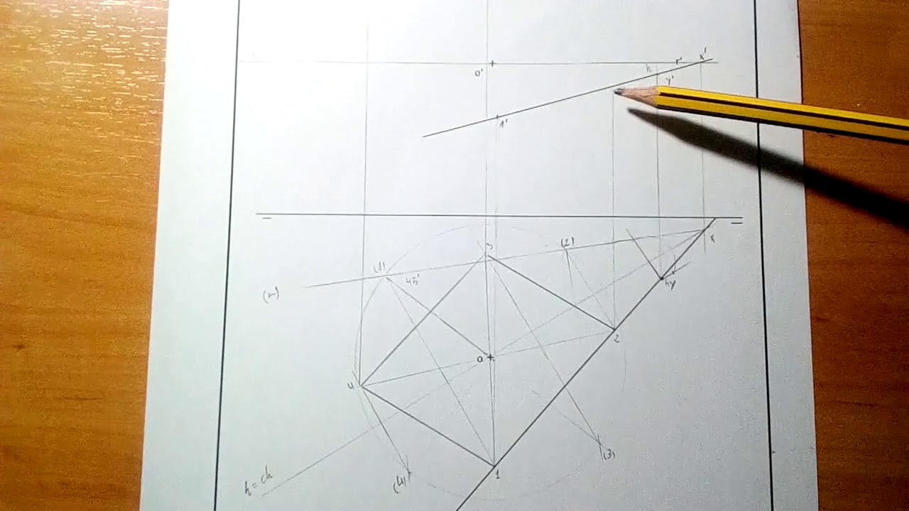 Octaedro regular  dado el centro y una artista en una recta dada