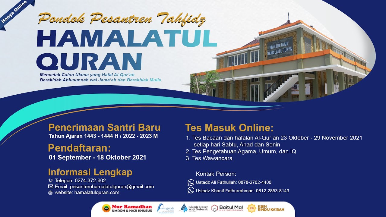Q&A: Seputar Penerimaan Santri Baru Ponpes Hamalatul Quran, Yogyakarta Tahun Ajaran 2022-2023