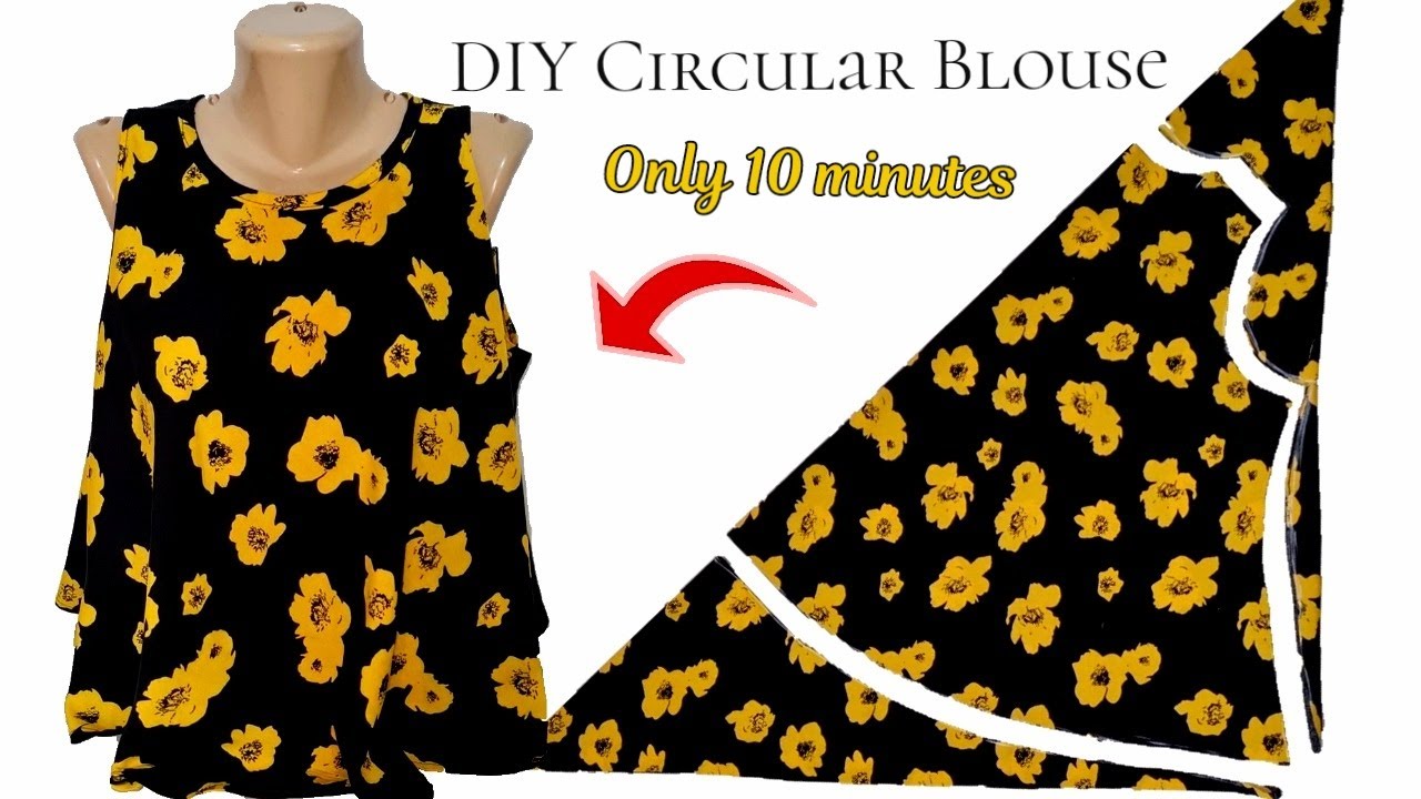 💥Umbrella Blouse Cutting and Stitching  | Diy Rectangle Blouse | Easy Diy Crop-Top for Beginners