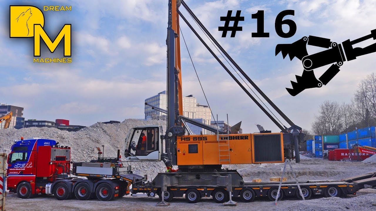 LIEBHERR HS 895 SEILBAGGER VERLADUNG SCHWERTRANSPORT RAUPENKRAN ABBRUCH MIT KUGEL #16 DREAM MACHINES