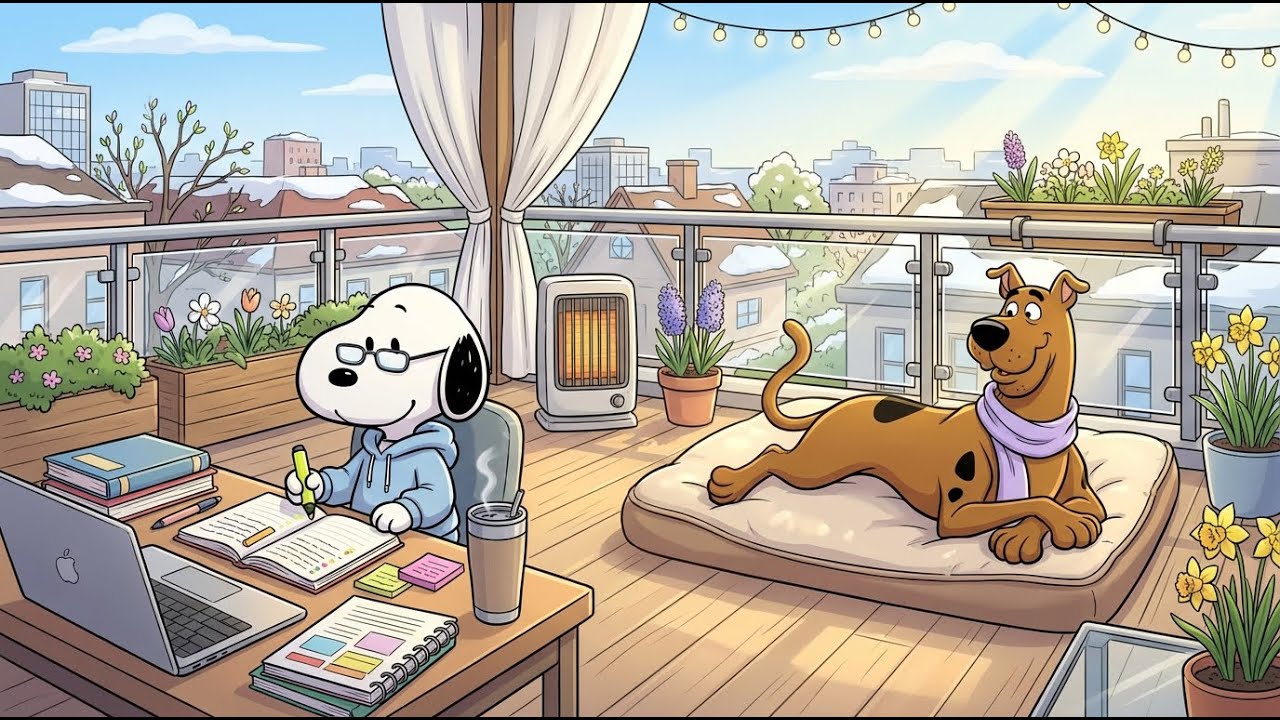 Cozy City Winter Morning with Snoopy ☕🏙️ Smooth Jazz for Study During Low Focus Hours