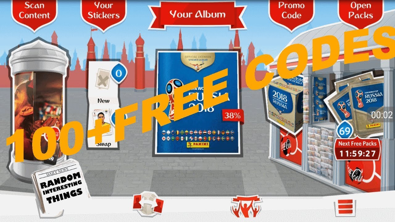 100+ FREE Packs - CODES | Panini FIFA Sticker Album World Cup Russia 2018