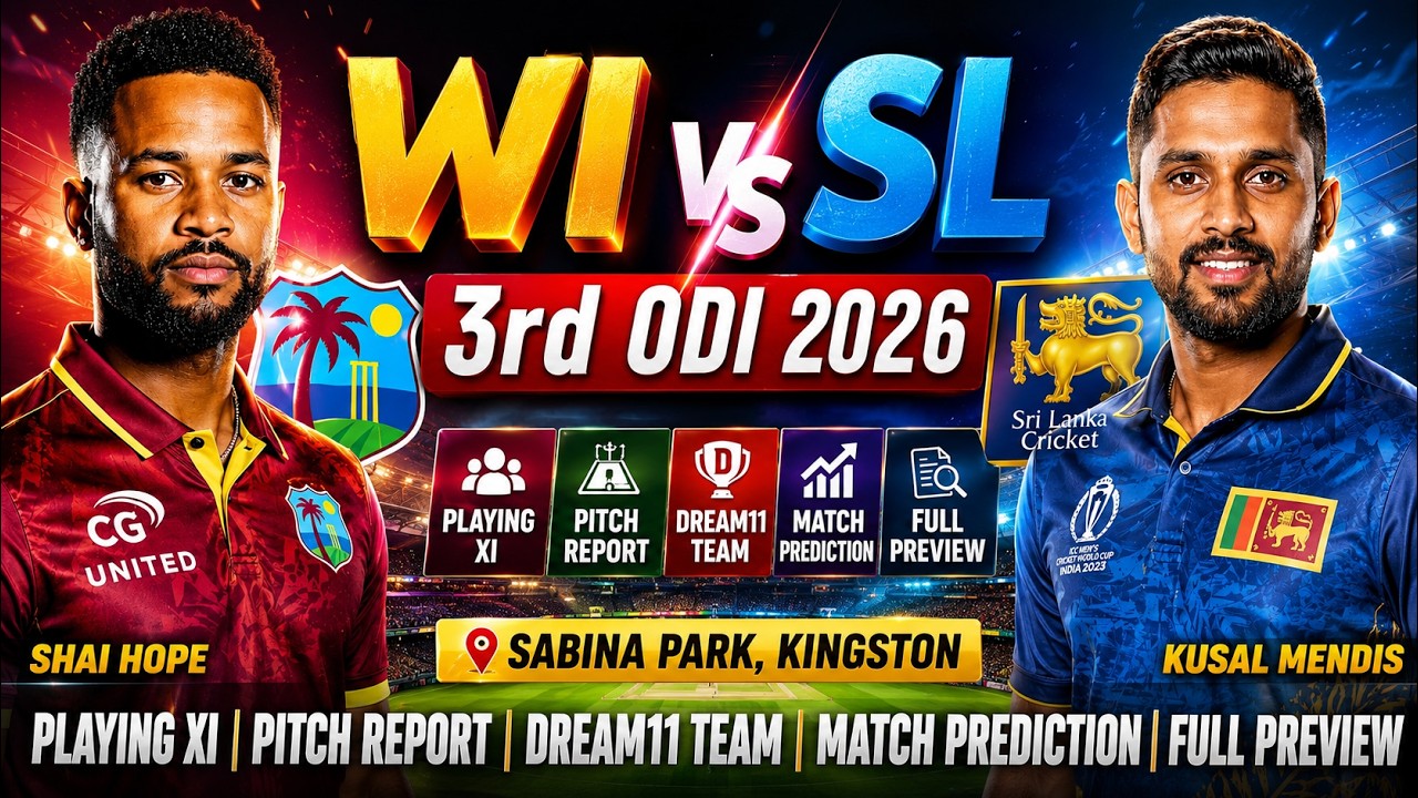 WI vs SL | 3rd ODI 2026 | Playing XI | Pitch Report | Dream11 Team | Match Prediction | Full Preview