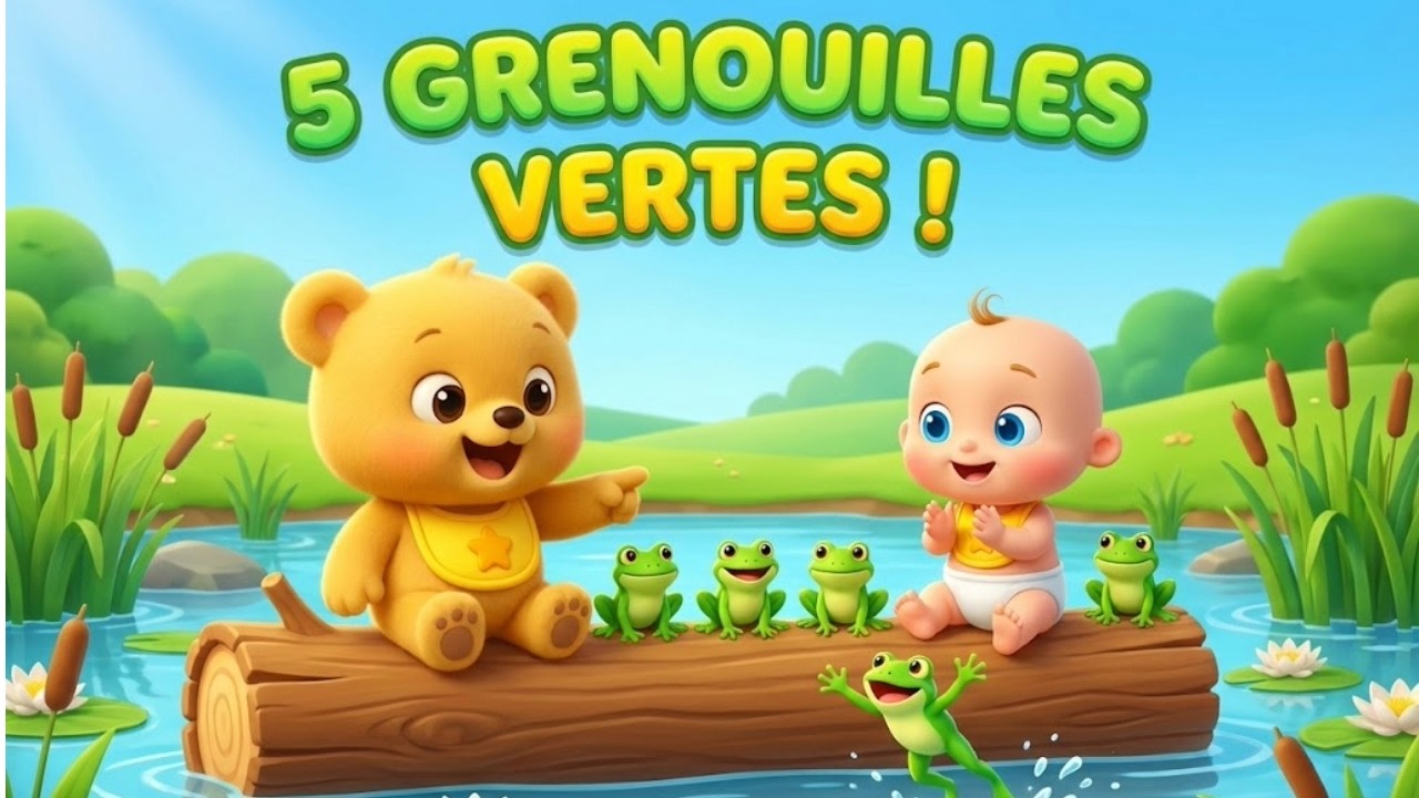 5 Grenouilles Vertes 🐸 | Apprendre à Compter (1 à 5) | Comptine Bébé HappyBoo et LuluBoo