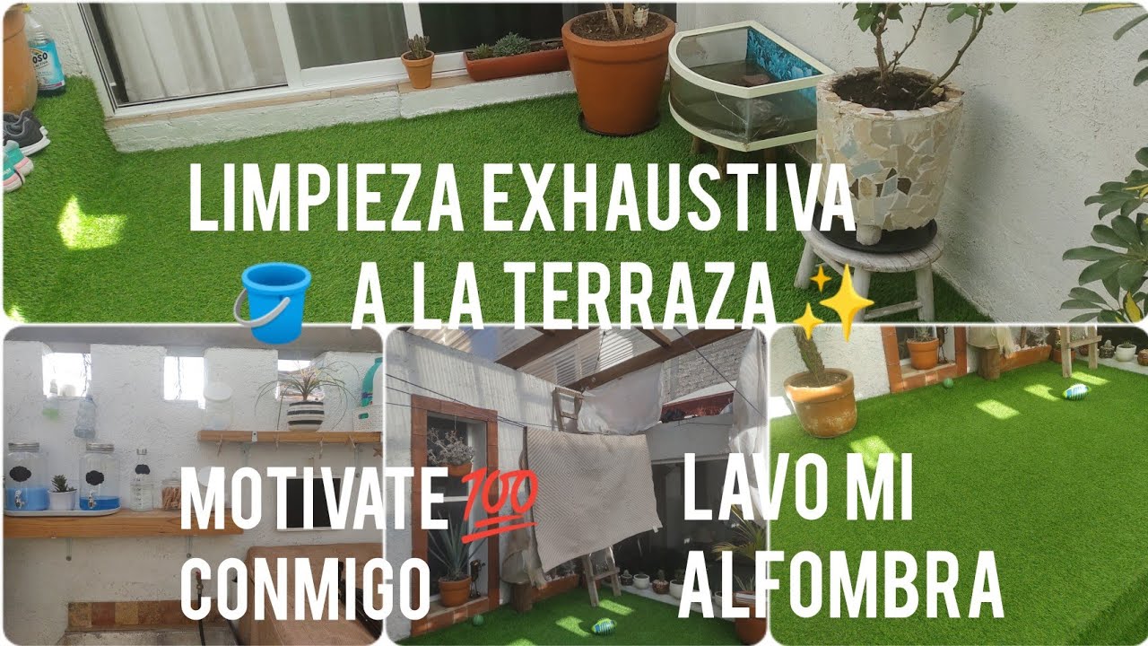 LIMPIEZA A LA TERRAZA/ NUEVA TÉCNICA PARA LAVAR PASTO🌄 ARTIFICIAL/ ✨LAVO MI ALFOMBRA 🪣 SIN DAÑARLA🧼
