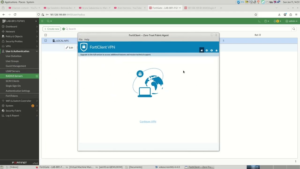 Fortinet Hands-On Labs - Remote VPN - IKEv1 +XAUTH  y IKEv2 + EAP Cliente strongswan Debian 13 1/2