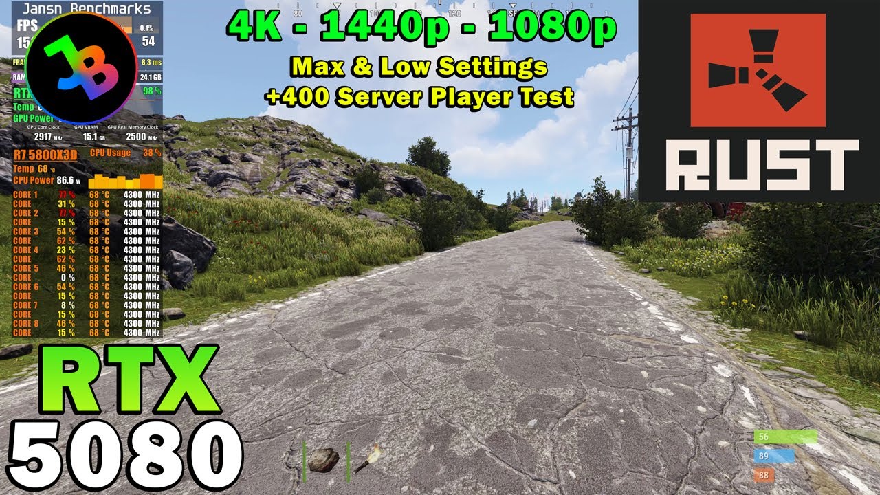 RUST 2025 | RTX 5080 | Ryzen 7 5800X3D | | 4K - 1440p - 1080p | Max & Low Settings
