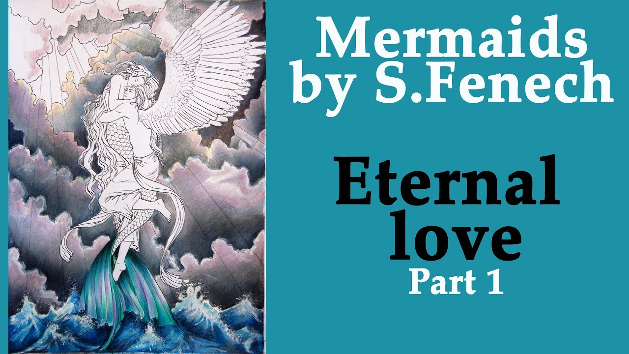 How I color waves and clouds. Eternal Love. Part 1 #Coloring 'Mermaids' by  S.Fenech #adultcoloring
