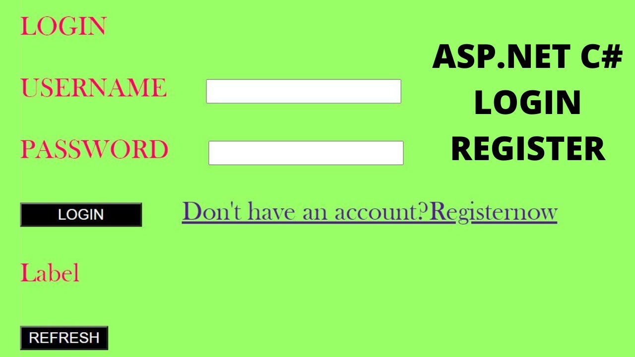 How to create user login and registration form using Database Connectivity using ASP.NET C#