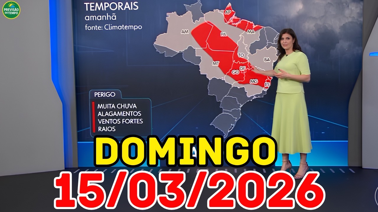 DOMINGO DE PERIGO: 8 capitais têm alerta pra chuva forte | Previsão do Tempo Jornal Nacional 15/03