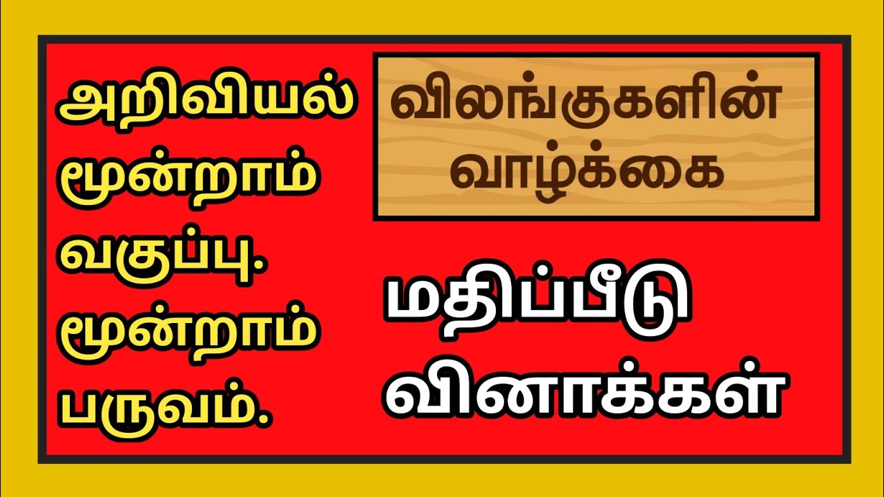 அறிவியல் மூன்றாம் வகுப்பு-மூன்றாம் பருவம்-விலங்குகளின் வாழ்க்கை. Third Std-Animal Life-Q&A✍️