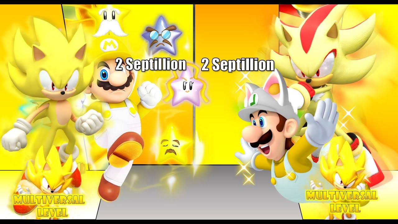Sonic And Mario Vs Shadow And Luigi Power Levels