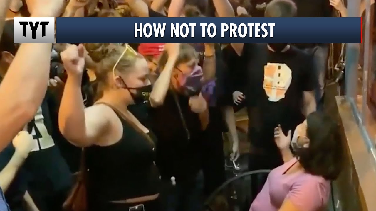 Narcissistic Protesters Harass Woman Eating Dinner