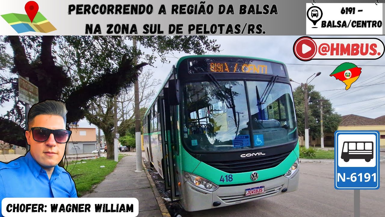 Explorando a região sul de Pelotas na linha 6191 - Balsa/Centro no Volkswagen 17.230 Euro 6.