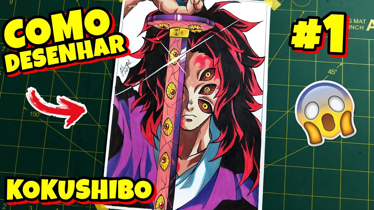 Como desenhar o LUA SUPERIOR 1 Kokushibo Demon Slayer passo a passo #1