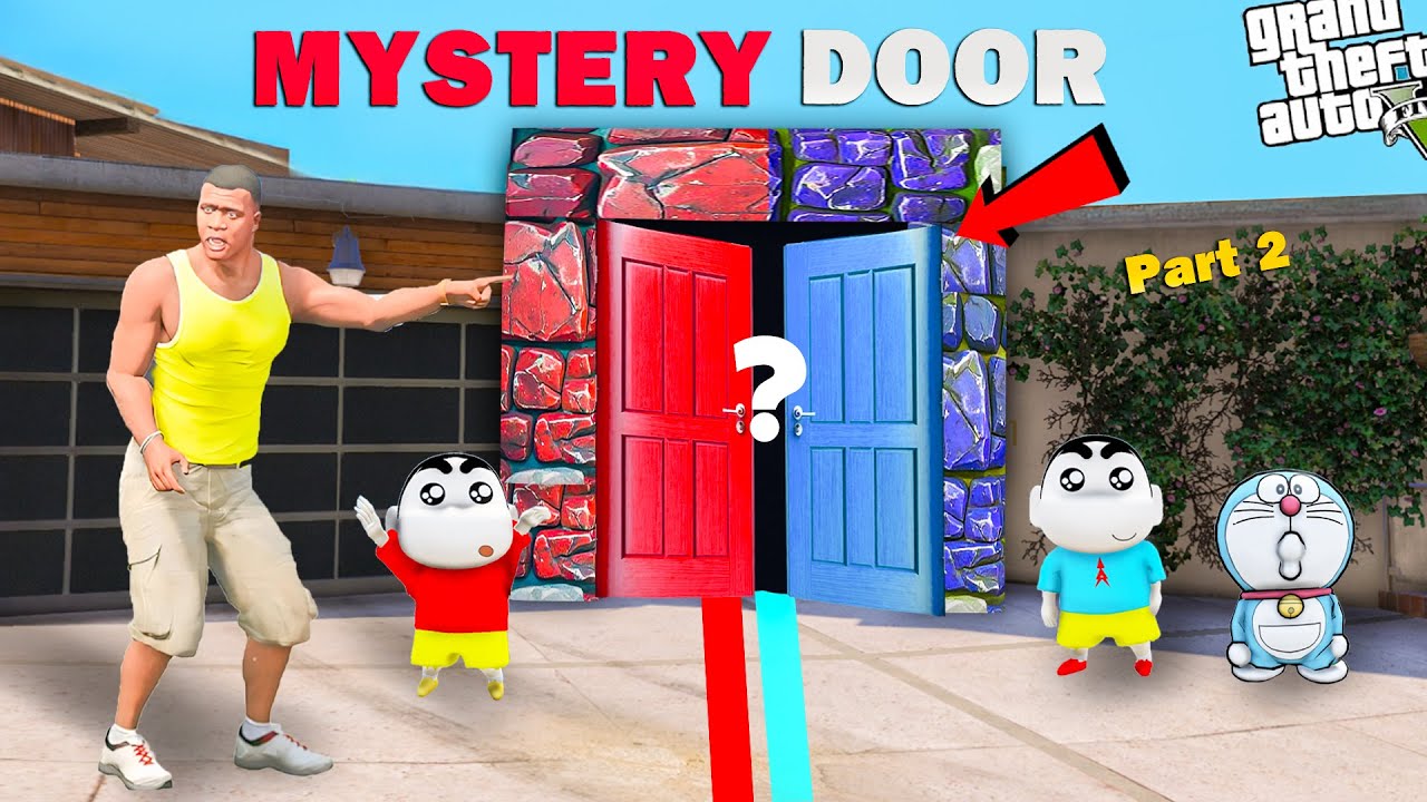 GTA V : Franklin & Shinchan vs Bluechan😱Mystery Door Revenge Challenge🔥Part 5 ! తెలుగులో