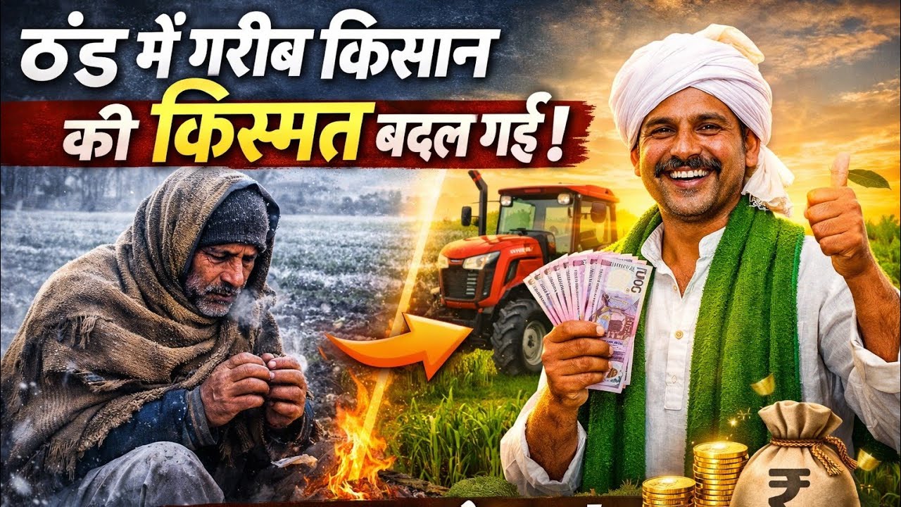 ठंड में गरीब किसान की किस्मत बदल गई😢❄️ | Emotional Hindi Story | moral story |kahani | cartoon vide
