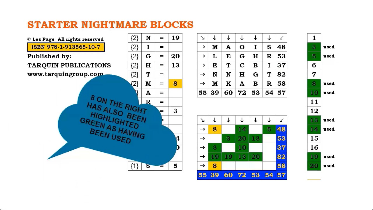 INTRODUCING STARTER NIGHTMARE BLOCKS NUMBER PUZZLE BY LES PAGE - puzzLesPage