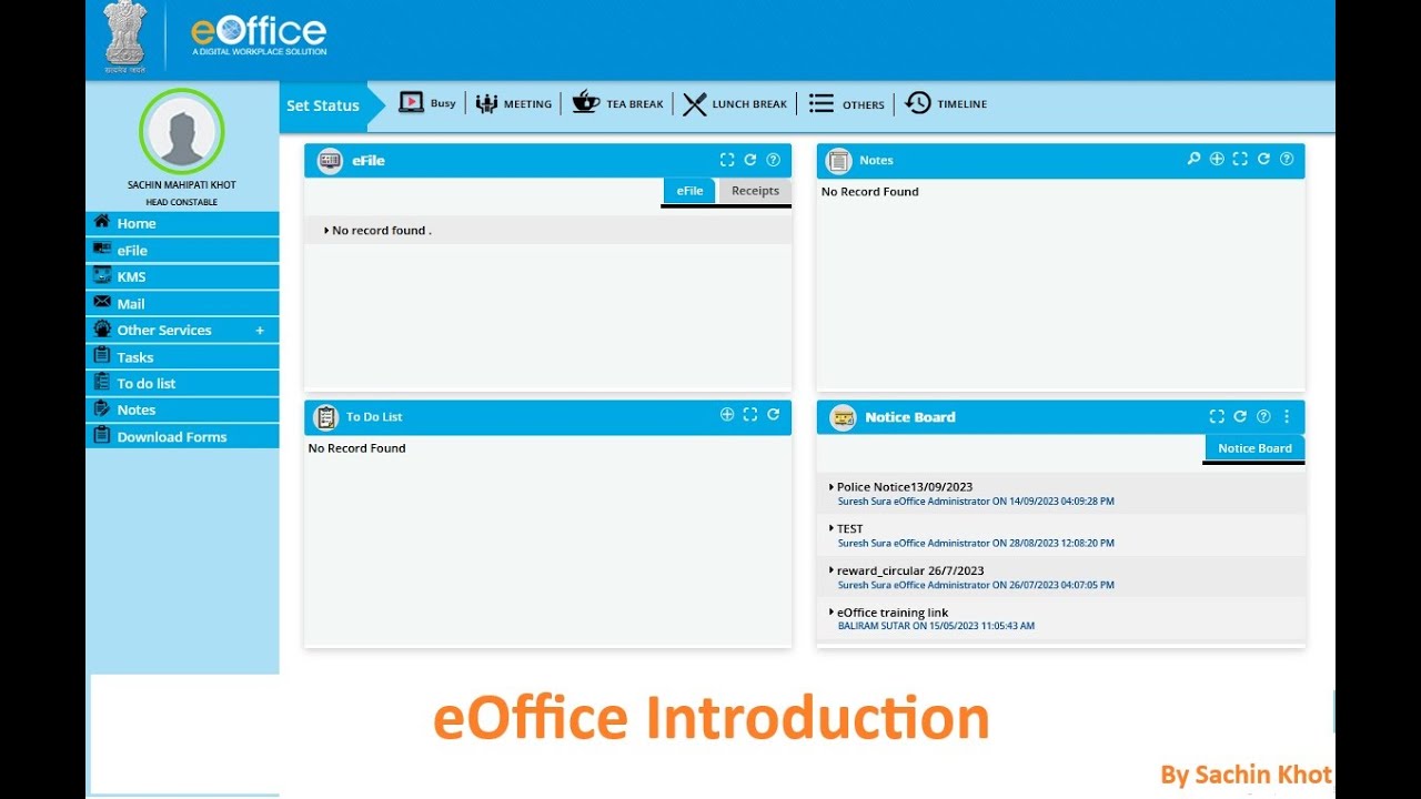 eOffice Maharashtra - Training session of Receipt in Marathi