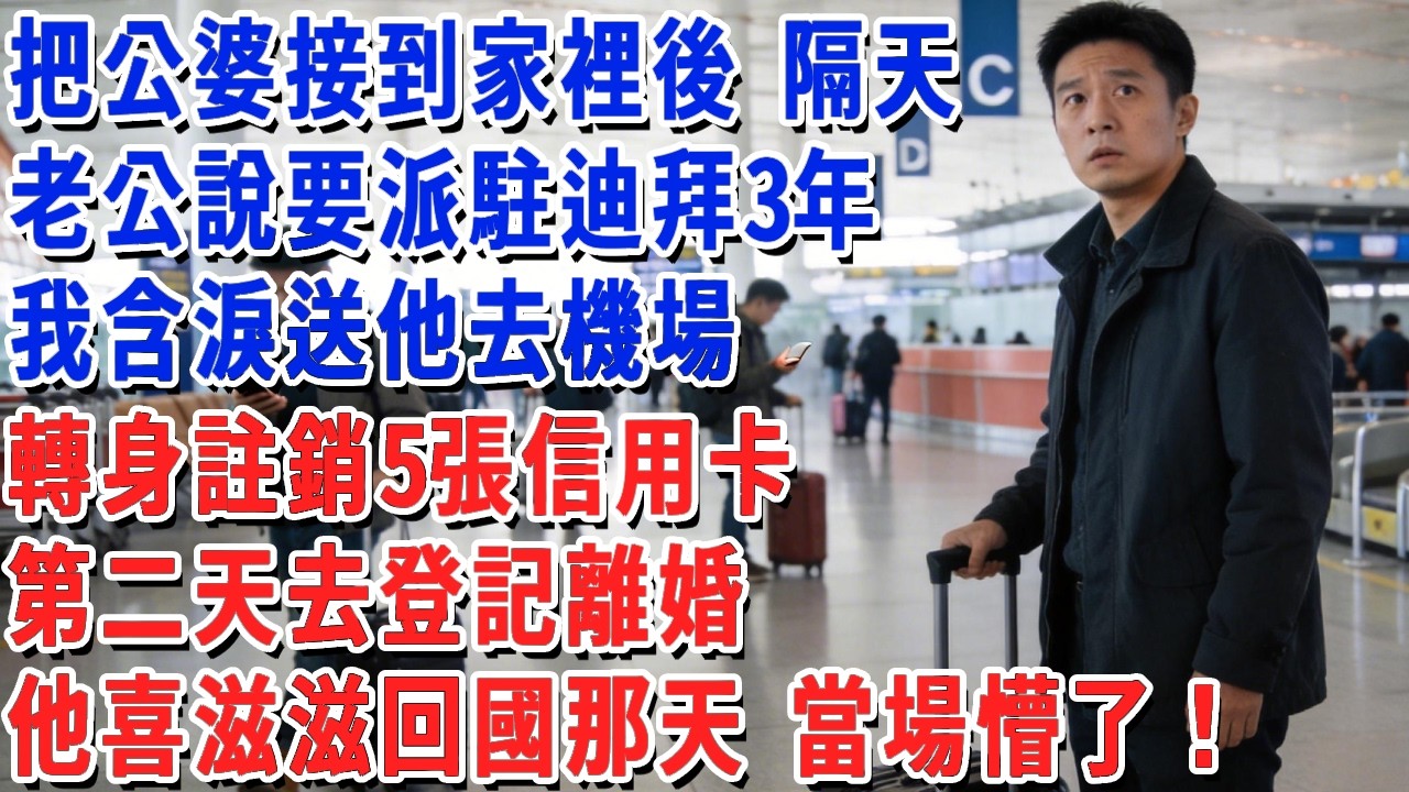把公婆接到家裡後 隔天，老公說要派駐迪拜3年，我含淚送他去機場，轉身註銷5張信用卡，第二天去登記離婚，他喜滋滋回國那天 當場懵了！#小娟講故事 #情感故事 #老年生活